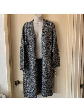 Deane & White wool/mohair black and white sweater duster size M